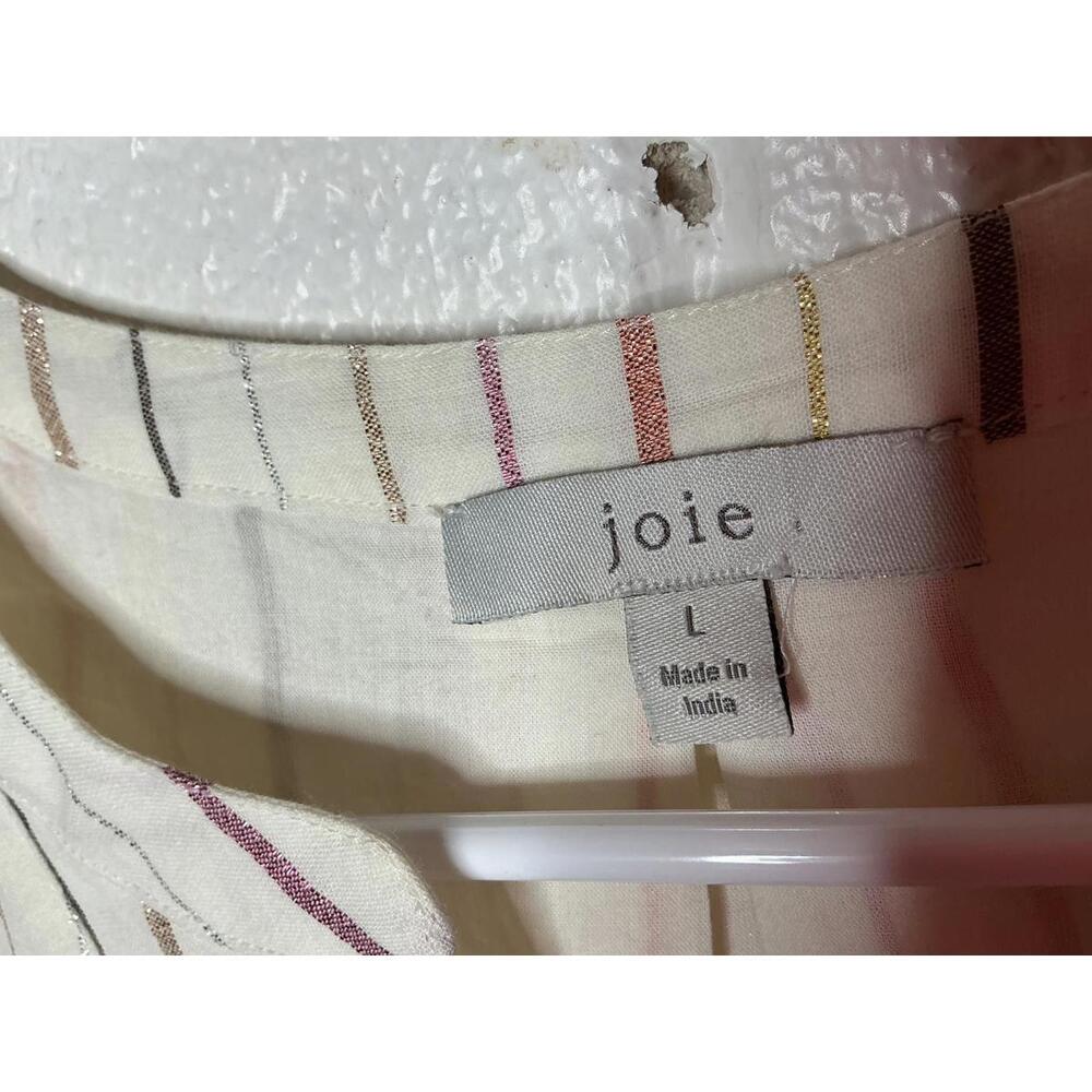 < Joie “Semra” Metallic Striped Belted Cotton Dress > - Picture 3 of 6